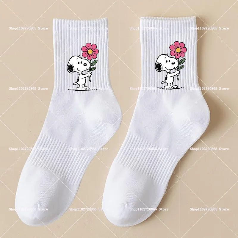 Snoopys Socks Cute Cartoon Anime Print Crew Socks Unisex All Season Breathable Soft Casual Sport Daily Wear Long Stockings Gift