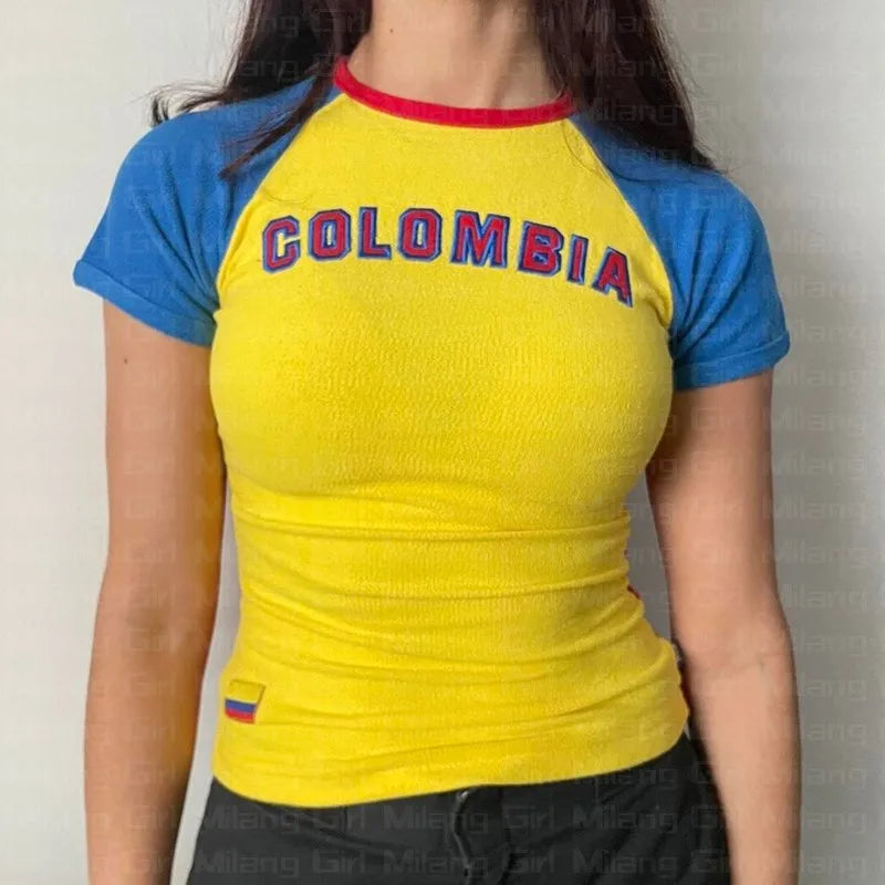 Brazil Embroidered Y2K Baby Tee