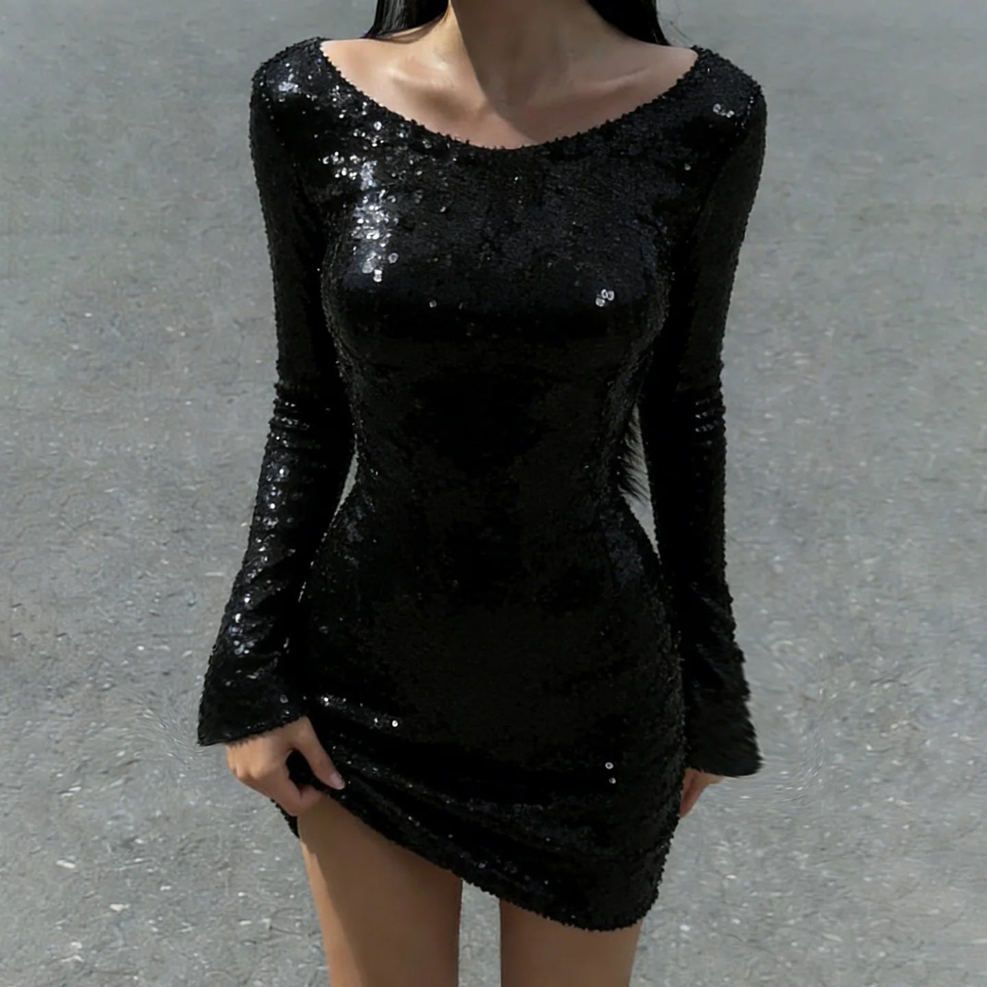 Hotties Sexy Nightclub Style Sequined Big Backless Sexy Butt-covering Short Skirt Pure Lust Sexy Woman Style Dress