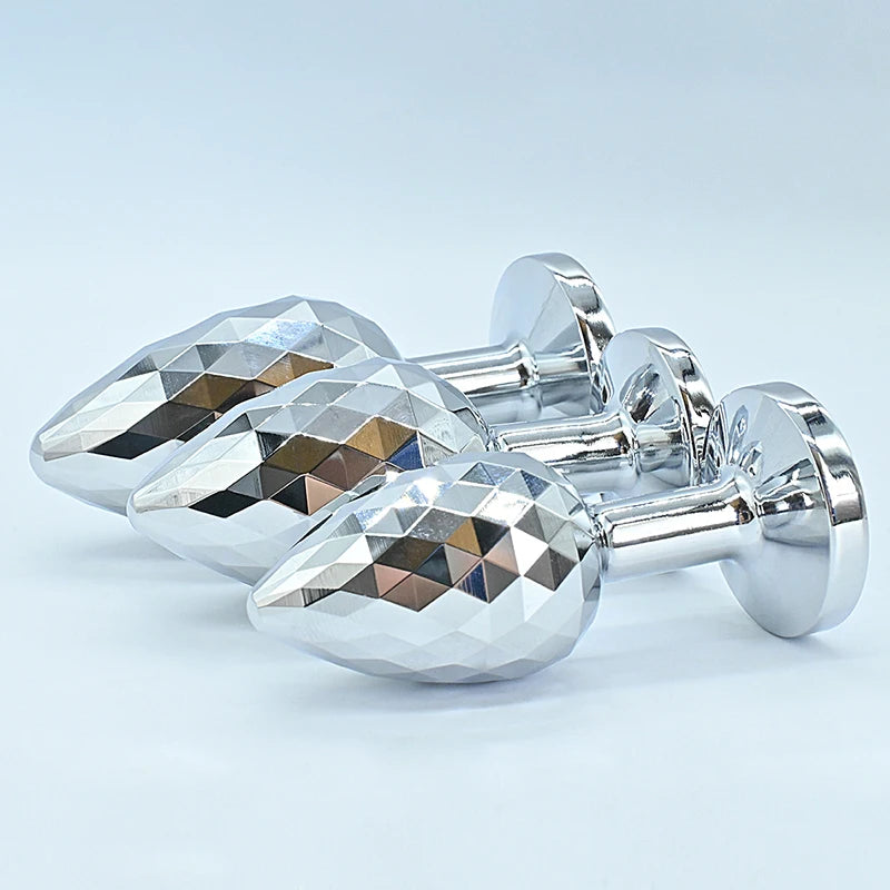 Diamond-Texture Stainless Steel Crystal Anal Plug