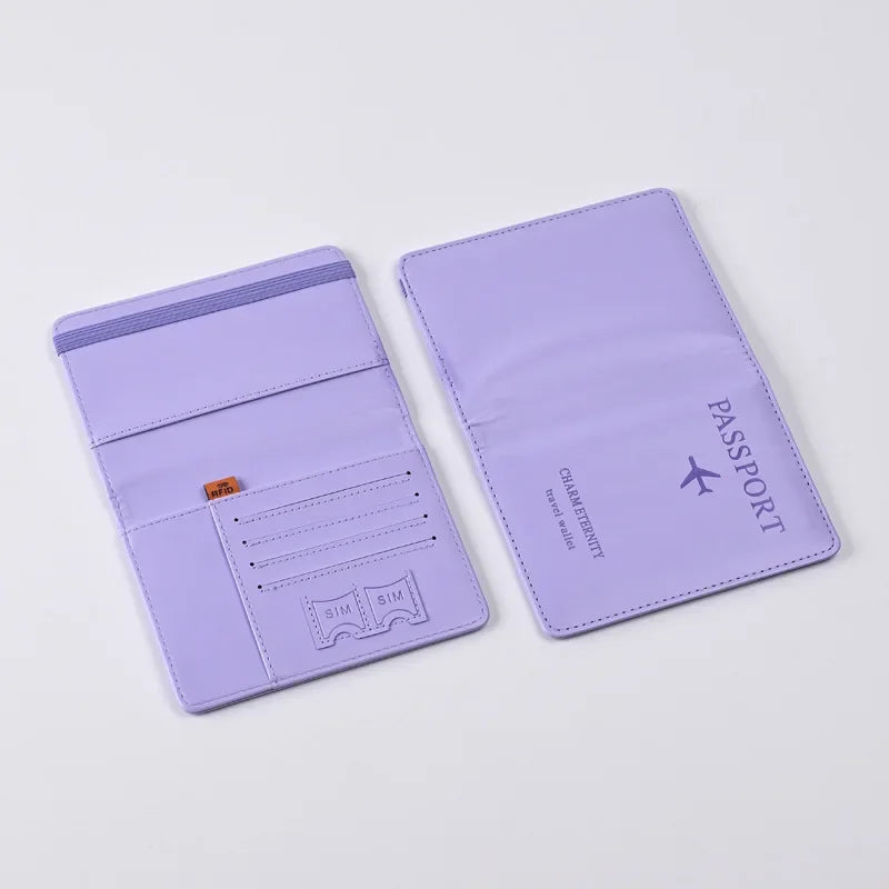 PU Leather Passport & Business Card Travel Wallet