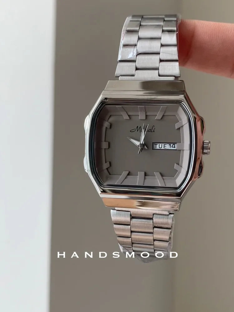 Stainless Steel Women's Watch Exquisite Square Quartz Watch Calendar Waterproof Bracelet Fashion Elegant Women's Watch
