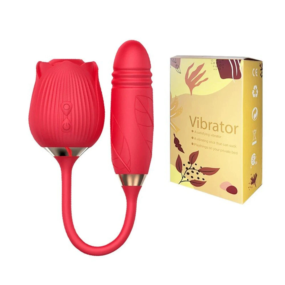 Rose Vibrator with 10 Suction & Thrusting Modes