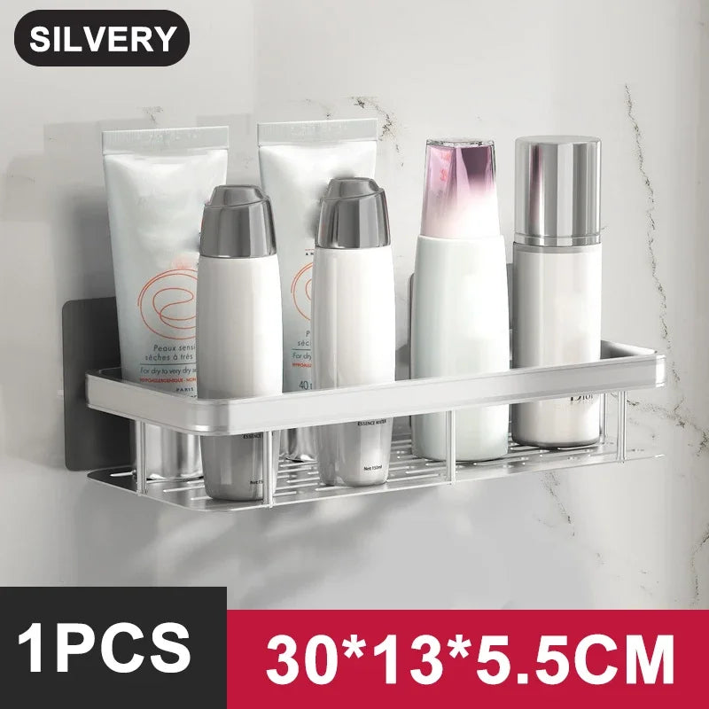 Aluminum No-Drill Shower Storage Shelf