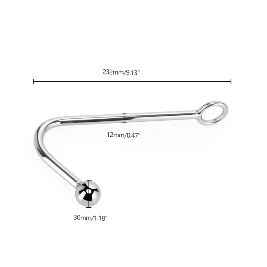 Stainless Steel Anal Hook with Beads
