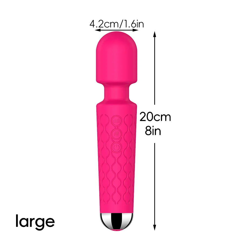 Waterproof Rechargeable Wand Vibrator – 20 Modes/8 Speeds