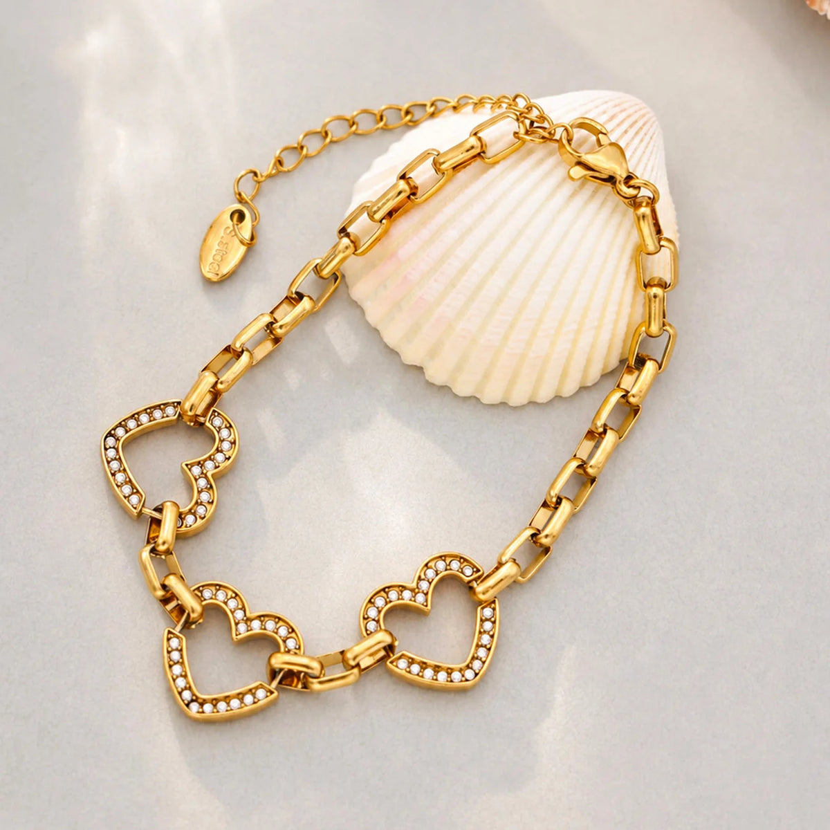 18K Gold-Plated 316L Stainless Steel Heart Bracelet