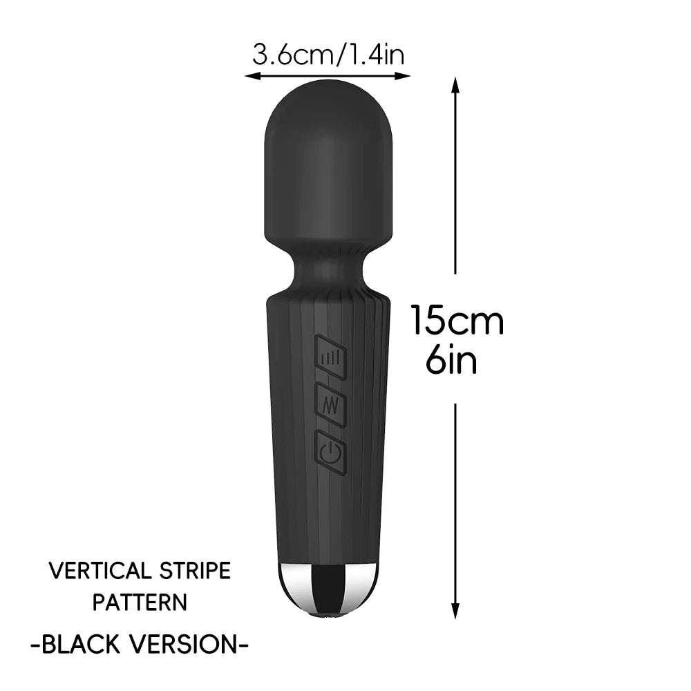 Waterproof Rechargeable Wand Vibrator – 20 Modes/8 Levels
