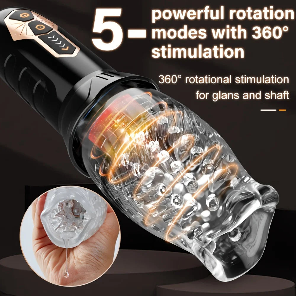 Transparent Vibrating & Rotating Male Stroker