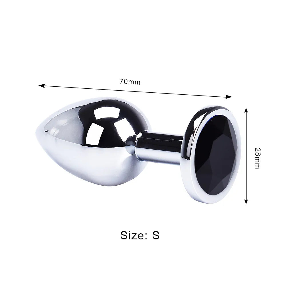 Colored Crystal Stainless Steel Anal Plug – 3 Sizes