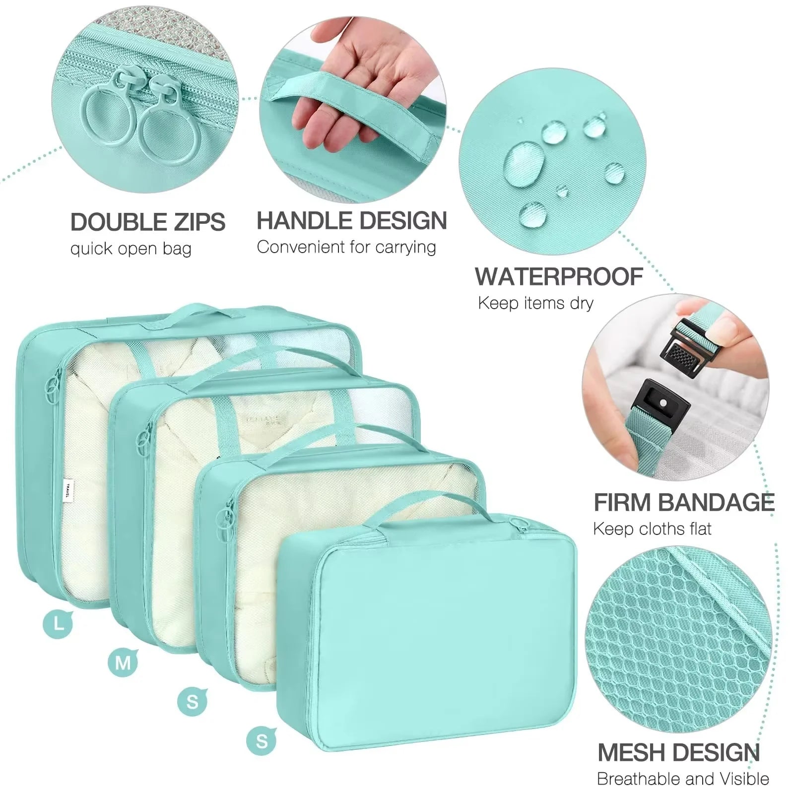 7Pcs Travel Organizer Storage Bags Wardrobe Cube Suitcase Packing Cubes Set Suitcase Packing Cubes Set Luggage Shoe Pouch