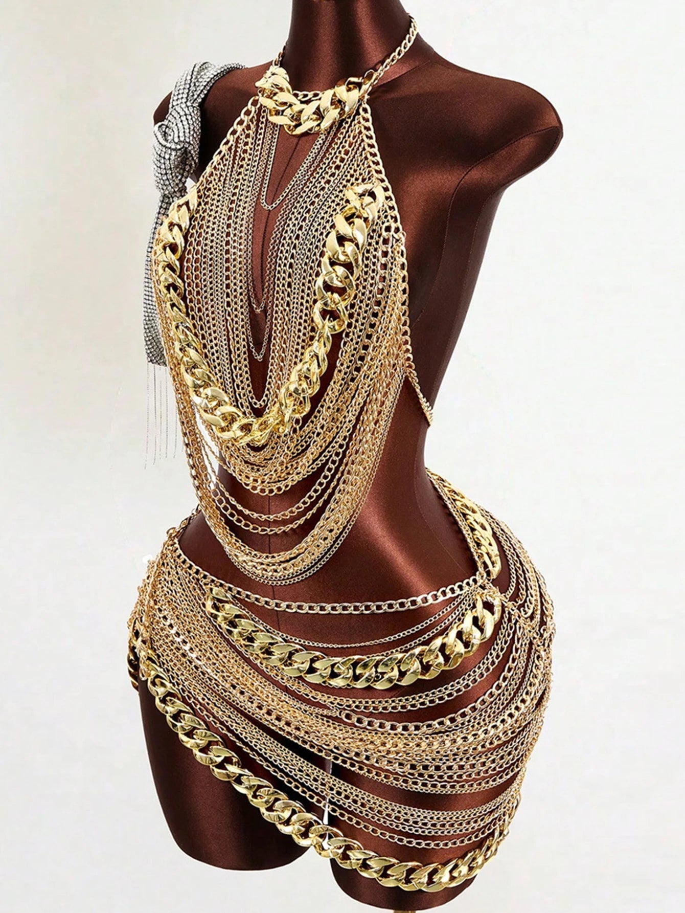 Sexy see through metal chain summer dress women night club birthday dress sets woman backless beach party short dresses vestidos