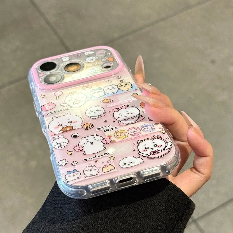 Kawaii Phone Case Chiikawas For iPhone 17ProMax 17 16 15 14 TPU All-inclusive Soft Anti-fall Wear-resistant Slim Protective