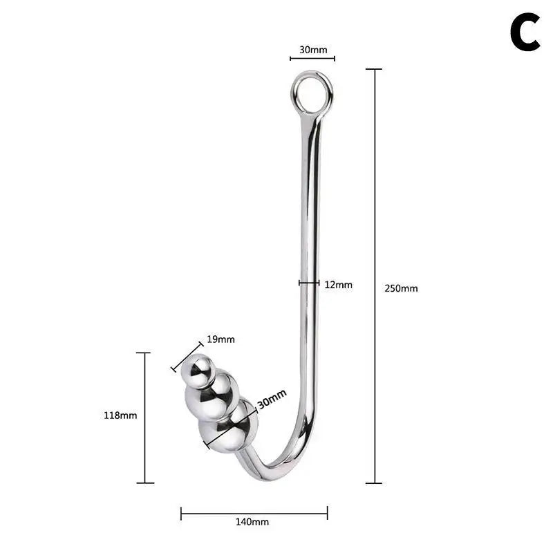 Stainless Steel Anal Hook with Beads