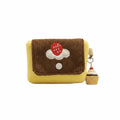 Cherry Pudding Design Coin Purse Soft Velvet Compact Dimension Mini Pouch Wallet Snap Button Closure Corduroy Texture