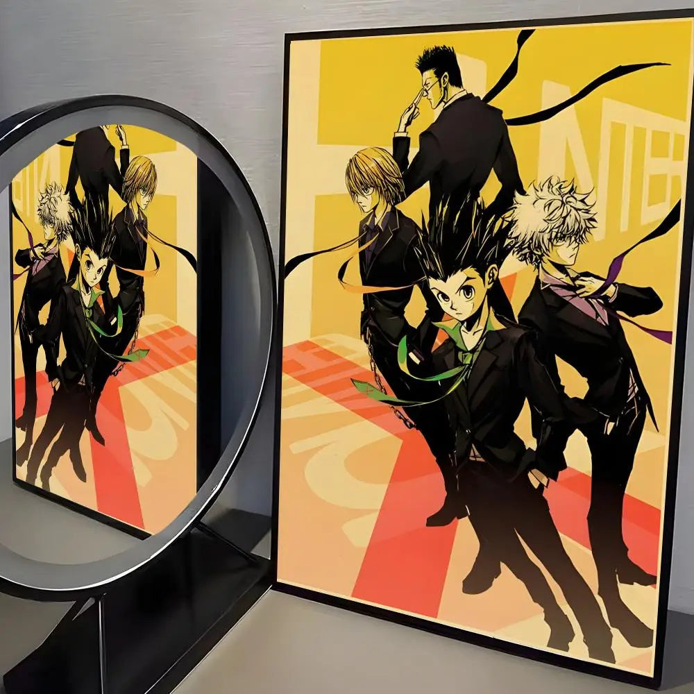 Anime H-Hunter X Hunter Poster Stickers Mural Painting Self-Adhesive Wall Decals for Bedroom Living Room Home HD Decor Gift
