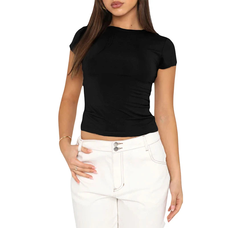 Vintage Y2K Solid Color Tube Crop Top