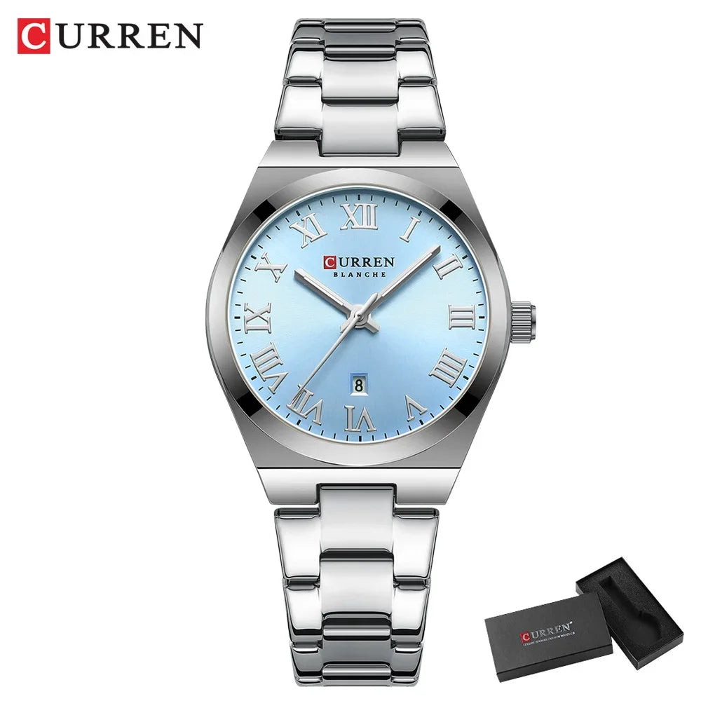 Women's Silver Stainless Steel Date Dress Watch