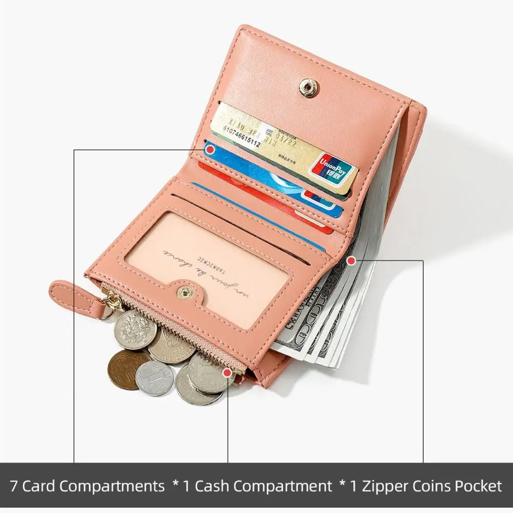 Women Purse Stone Pattern Multi-card Short Small Wallet Fashion Card Holder Ladies Zipper Buckle Coin Purse