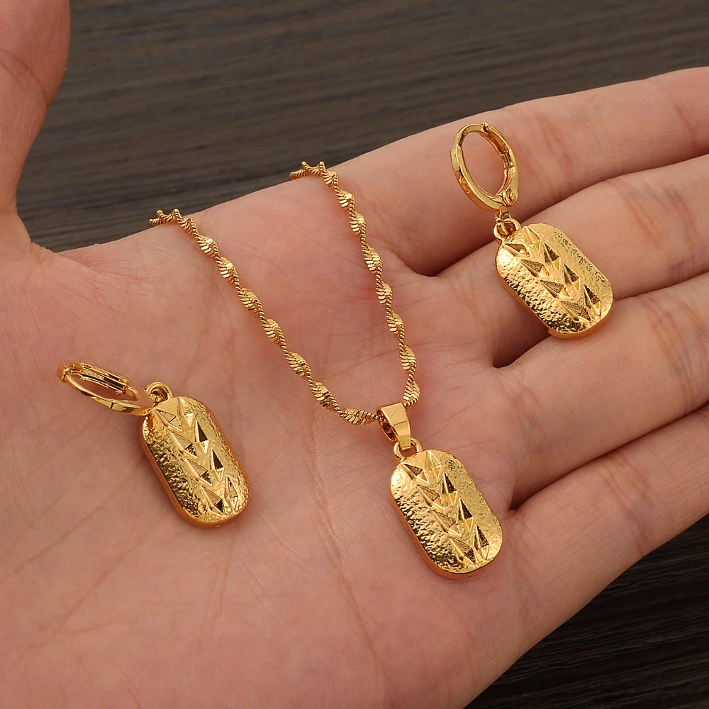 Women's Gold-Color Necklace & Earring Set