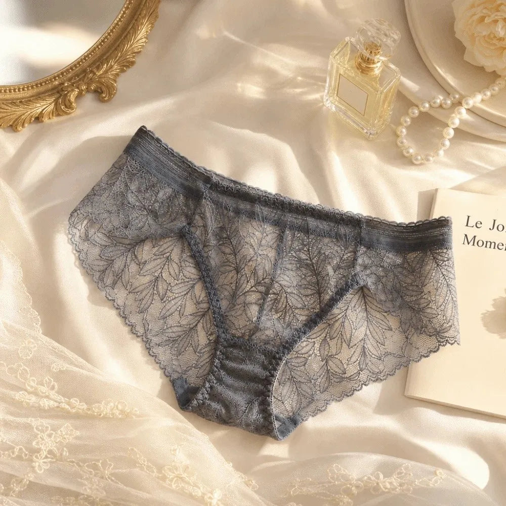 Lingerie Low Waist Women's Panties Transparent Mesh Lace Briefs Hollow Out Seamless Underwear Female