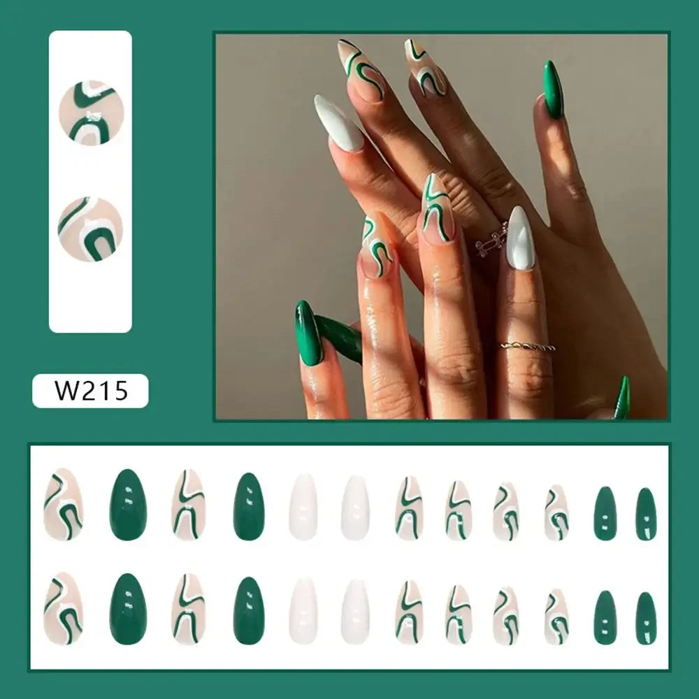 French Almond Colorblock Stripe Press-On Nails