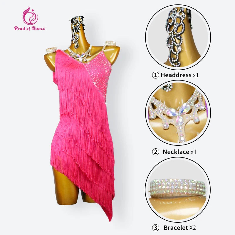 Sexy Dance Costume Latin Clothing Elegant Party Dress 2026 Womens Midi Practice Girls Stage Ballroom Skirt Cabaret Prom Suit