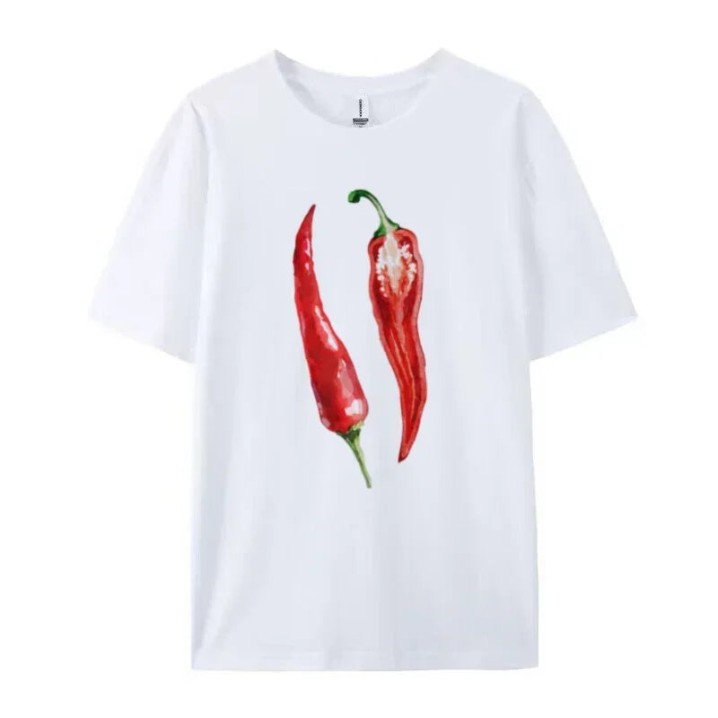 Oversized Chili Pepper Graphic T-Shirt