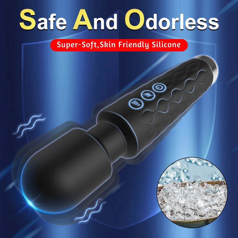 Rechargeable Wand Vibrator – 20 Patterns/8 Speeds