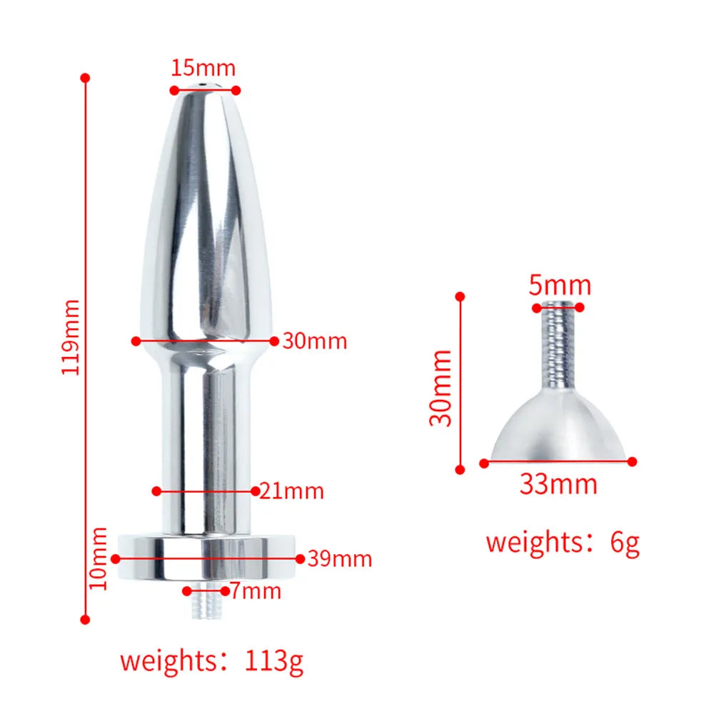 Metal Anal Plug, Penis Sleeve & Chastity Cage Set