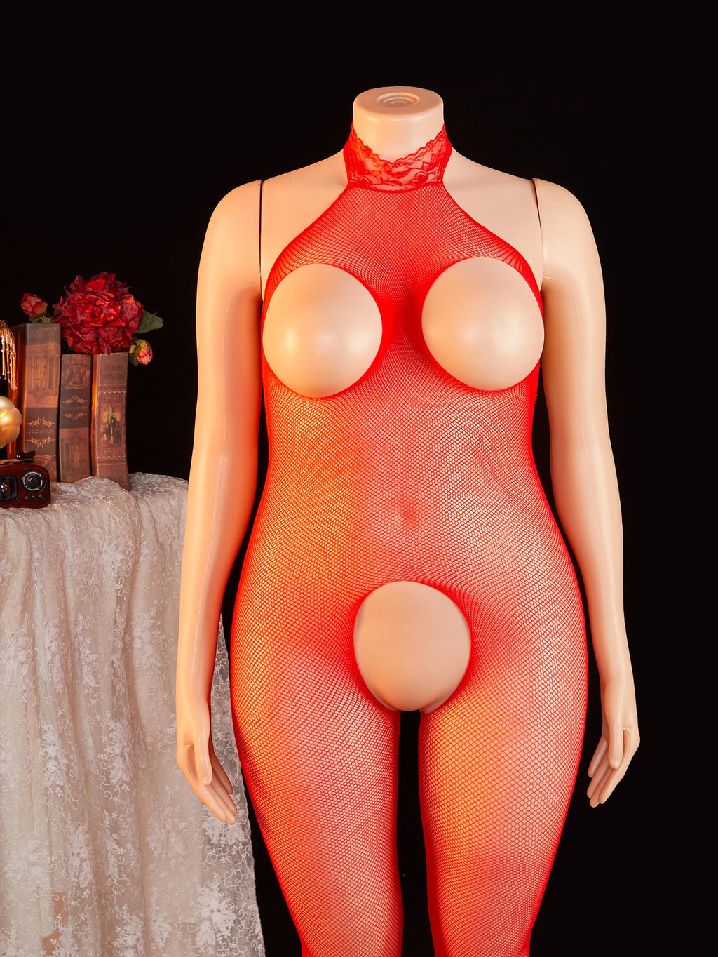 Lingerie For Women Plus Size Sexy Crotchless Fishnet Bodysuit Tights See Through Open Bust Mesh Body Stockings Exotic Sleepwear