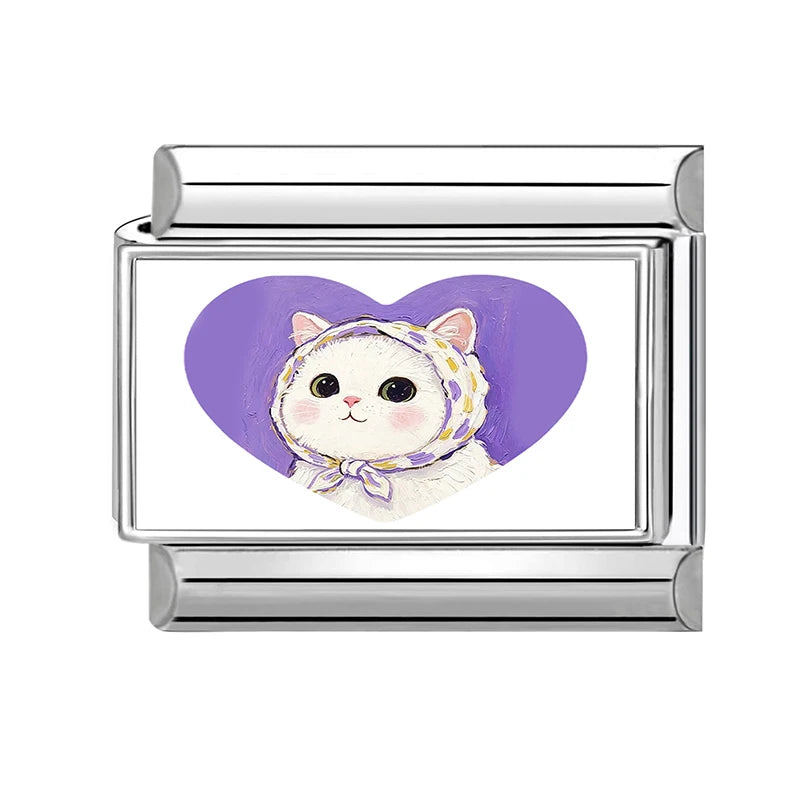 Cat Head Italian Charm Bracelet – 9mm Links