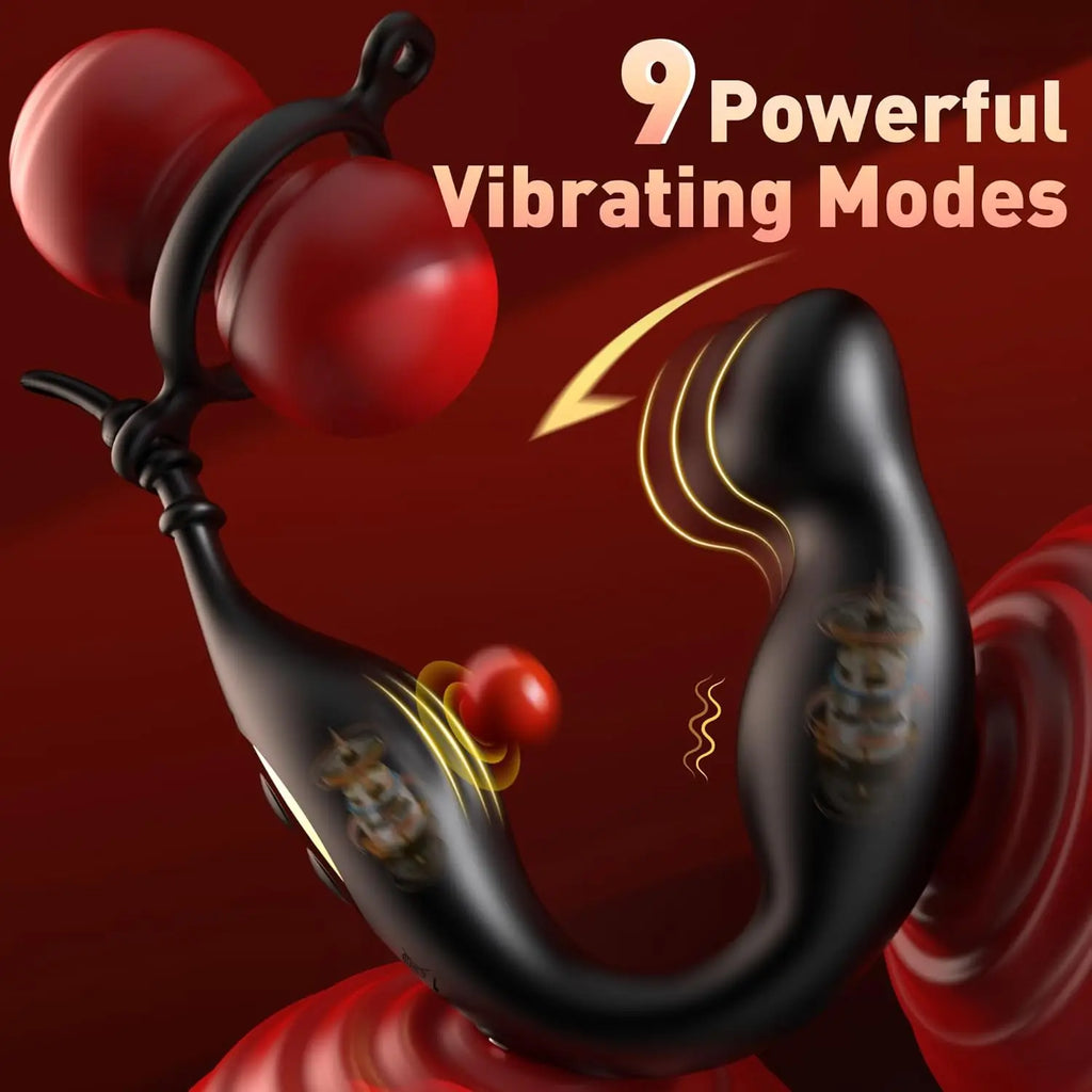 9-Mode Anal Vibrator with Removable Triple Rings