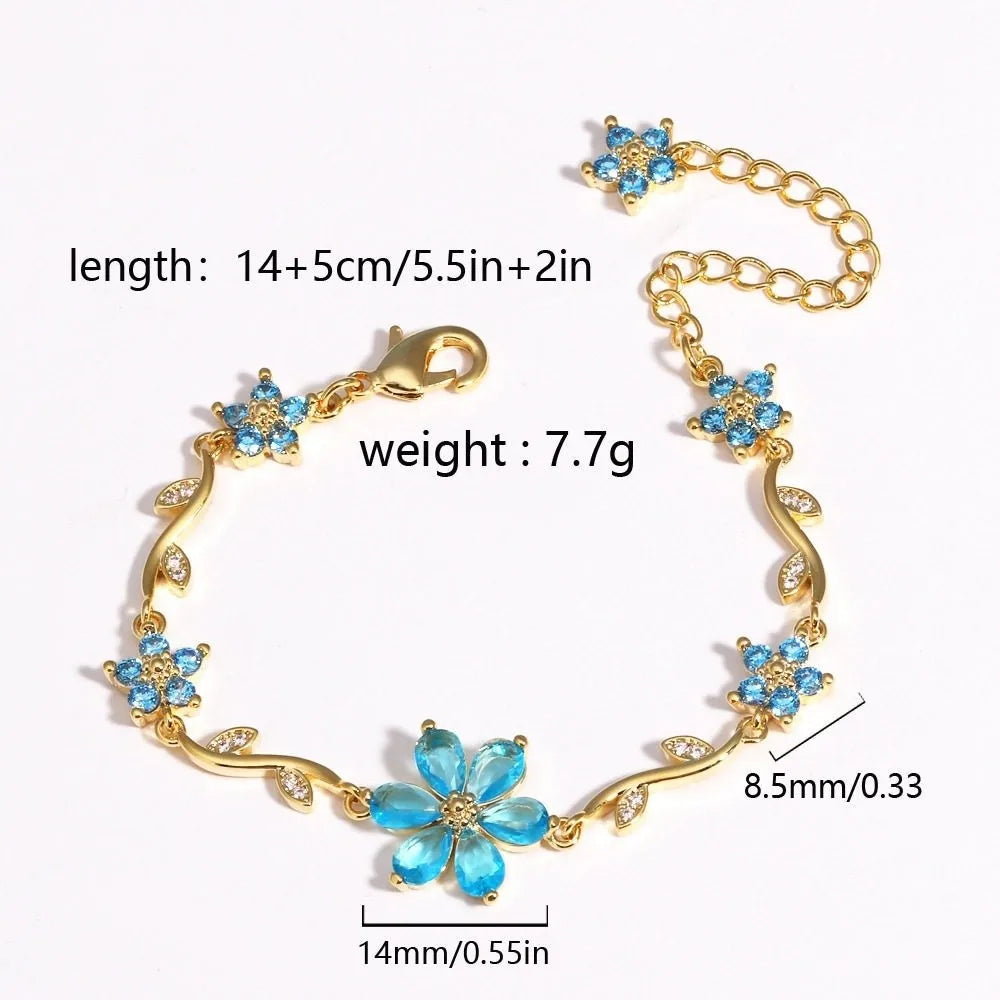 Multicolor Crystal Flower Chain Bracelet