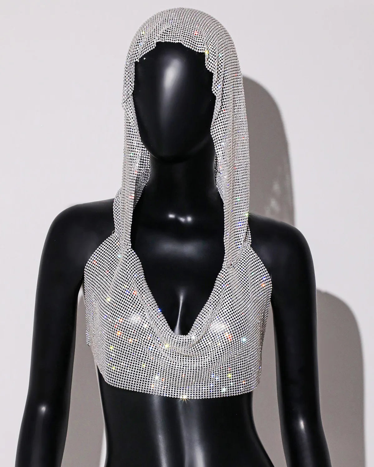 Women's Rhinestone Fishnet Crop Tank Top