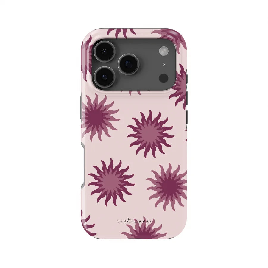 Pink Floral Sunburst Double-Layer Phone Case for iPhone