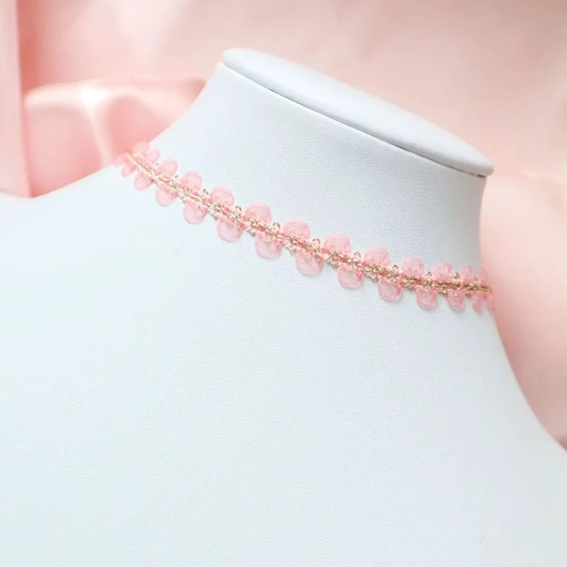 Pink Star, Bow & Bear Lace Choker Necklace