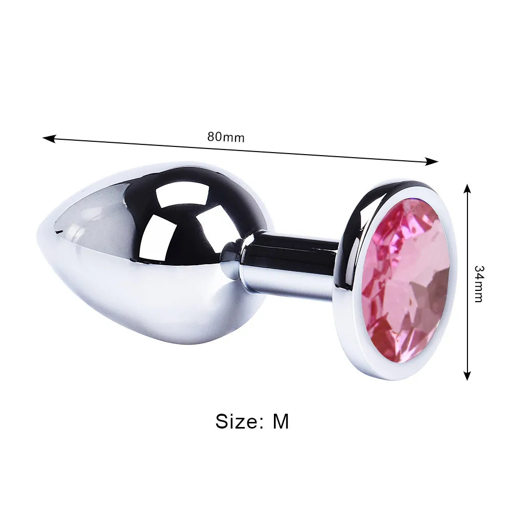 Colored Crystal Stainless Steel Anal Plug – 3 Sizes