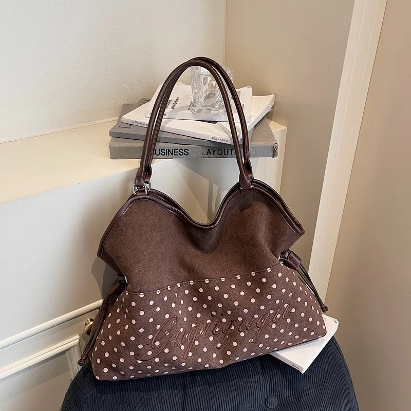 Polka Dot Leopard Print Shoulder Bag
