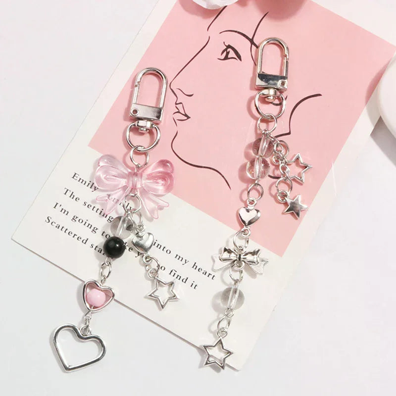 Goth Y2K Bow, Heart & Star Phone Charm