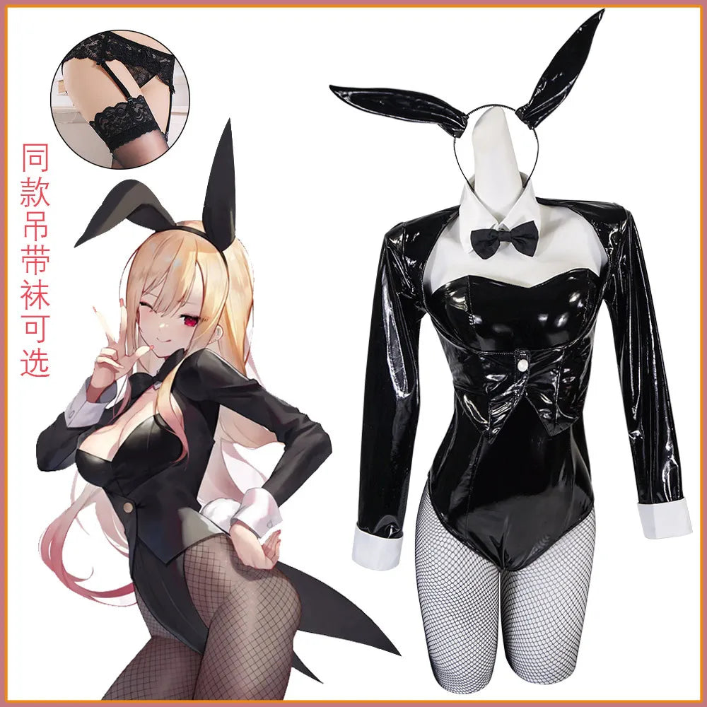 Sexy Bunny Girl Cosplay Set Anime Kitagawa Marin Outfit From My Dress-Up Darling Role Costume with Stockings Party Cosplay Suit