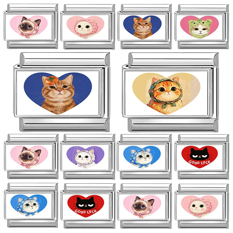 Cat Head Italian Charm Bracelet – 9mm Links