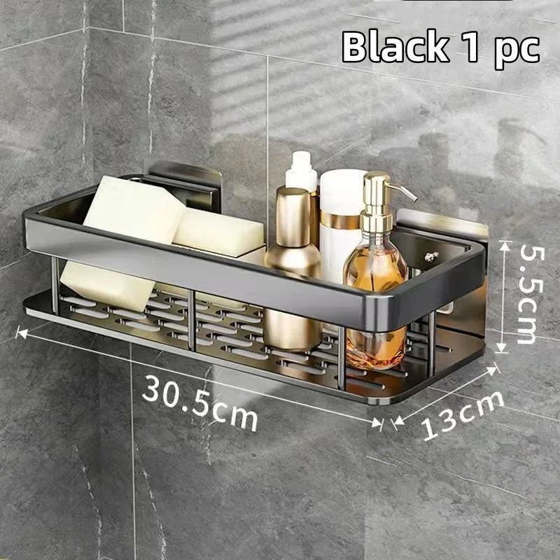 Aluminum No-Drill Shower Shampoo Shelf