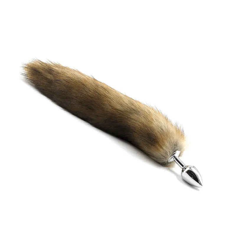 Black Wolf Fox Tail Stainless Steel Anal Plug