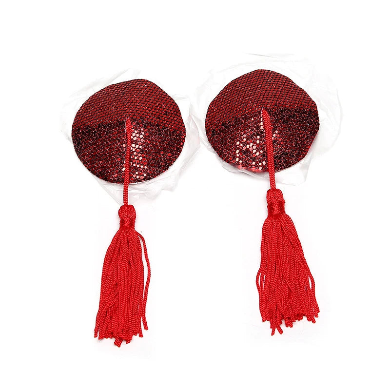Sex Product Chest Stickers Sexy Sequin Nipple Covers With Tassels Heart Round Lace Shape Nipple Stickers Pasties Wholesale