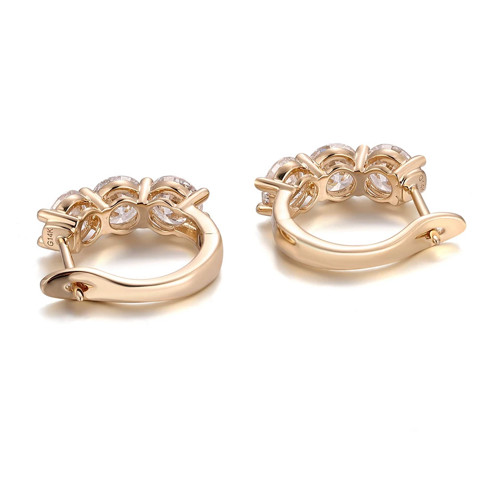 Provence jewelry 10K 14K solid gold hoop earrings round cut lab diamond earrings for women sparkling wedding anniversary gifts