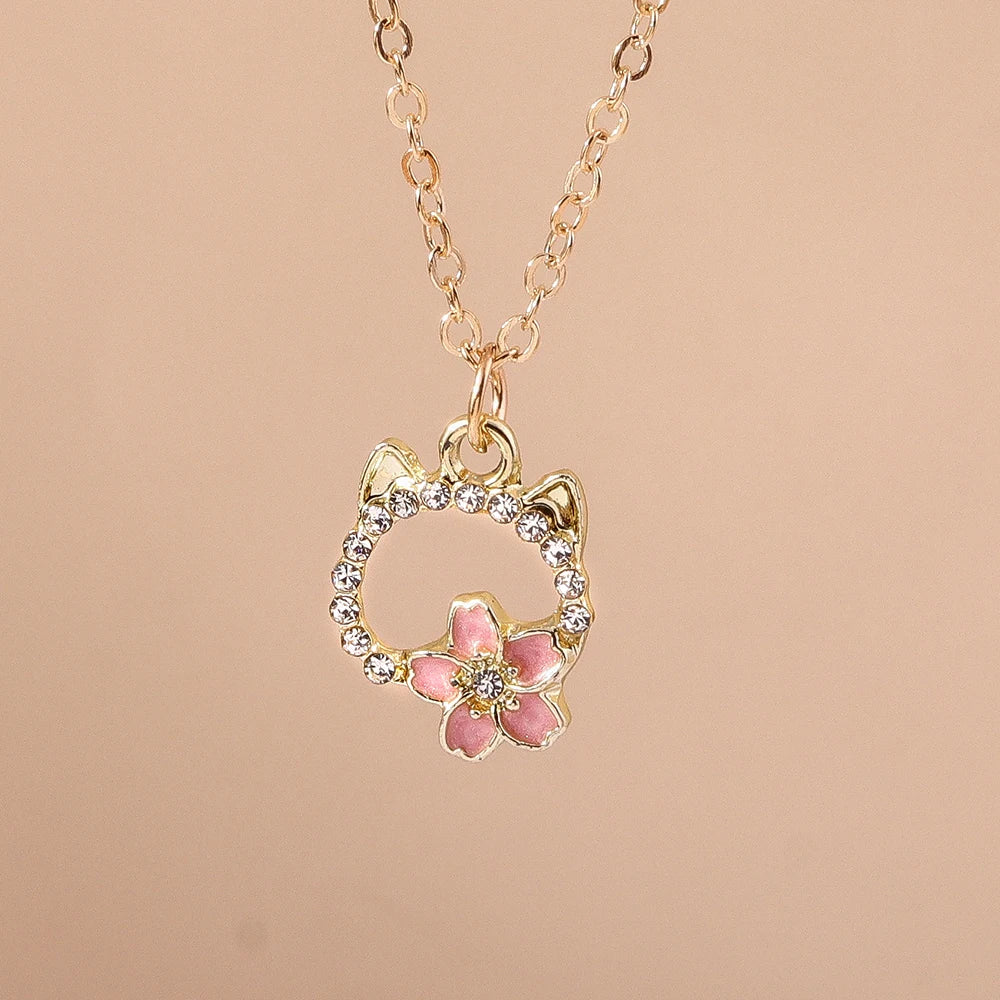 Pink Zircon Heart & Bow Pendant Necklace