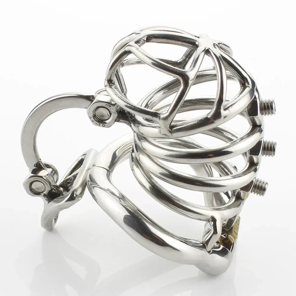 Stainless Steel Chastity Cage with Scrotum Ring