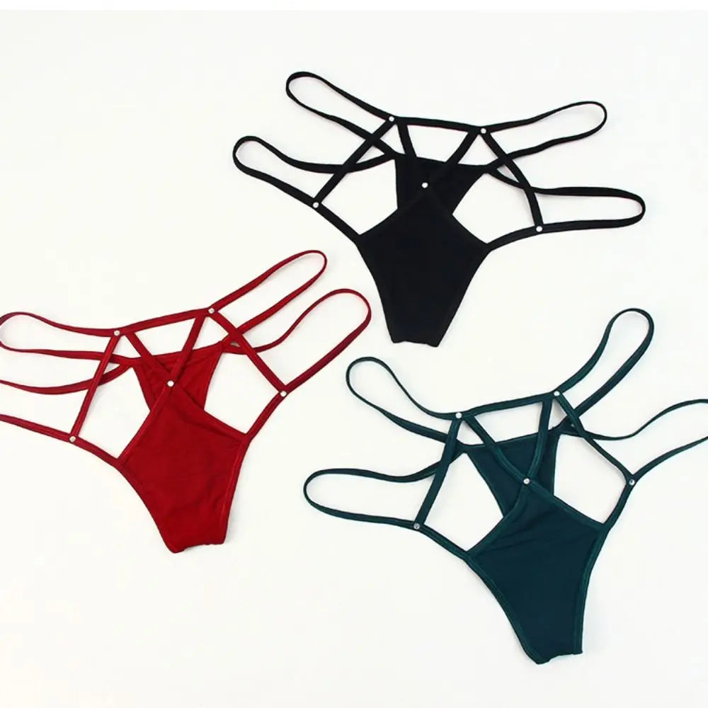 Lingerie Elastic Sexy Hollow Out Thongs Y2k Underpants Sexy G Strings Low-Waist Briefs Nylon Ice Silk Panties Underwear