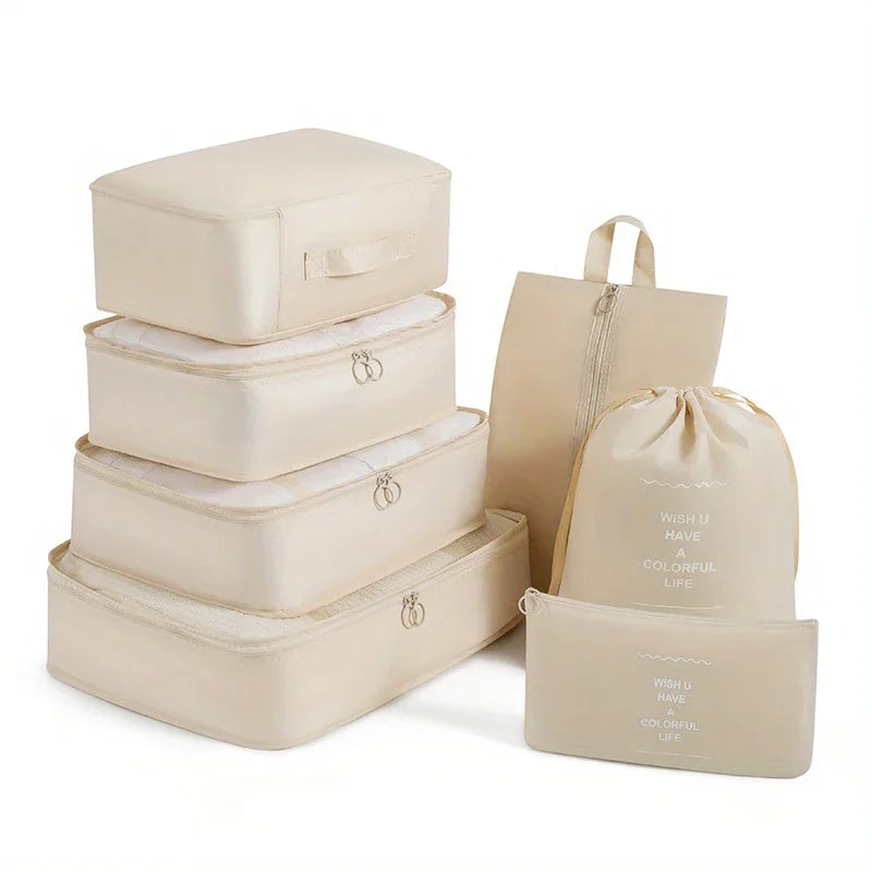 7-Piece Mesh Travel Packing Cube Set with Shoe Bag